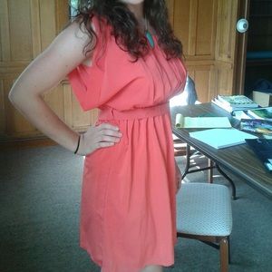 Coral dress with open sleeves (see pictures)